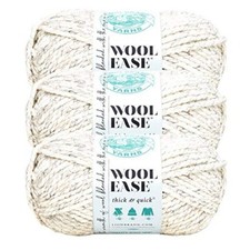  3 Pack Lion Brand Yarn 640-402 Wool-Ease Thick  Quick Bulky Yarn, Wheat