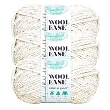 (3 Pack) Lion Brand Yarn 640-402 Wool-Ease Thick & Quick Bulky Yarn, Wheat