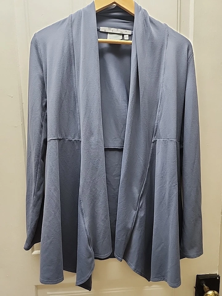 Cárdigan Athleta Mujer Abierto Agara Envolvente Gris Púrpura Talla XS Yoga Gimnasio Atletismo Foto 2 de 4