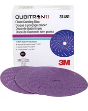 3M 31481 6" 220 Grit Cubitron II Clean Sanding Hookit Abrasive Discs Repair 50ct