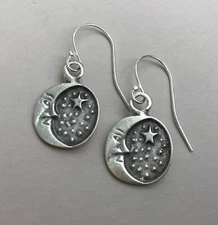 New Artisan Sterling Silver Sundance Charm hammered Earrings handmade jewelry