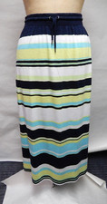 Talbots Petites Maxi Skirt Multi Color Stripe Elastic Waist Resort SZ P EUC