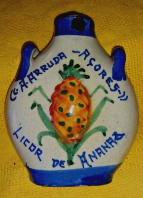  Flask Jug Bottle Liquor A Arruda Azores licor de Ananas Pineapple S.Miguel
