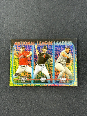 2024 Topps Series 1 NL WINS LEADERS-STRIDER | GALLEN | STEELE Holiday Foil #309