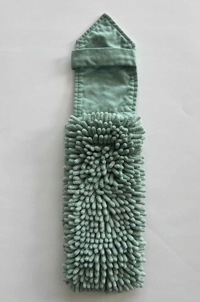 Norwex Chenille Hand Towel Solid Teal Seafoam Green BacLock Bath