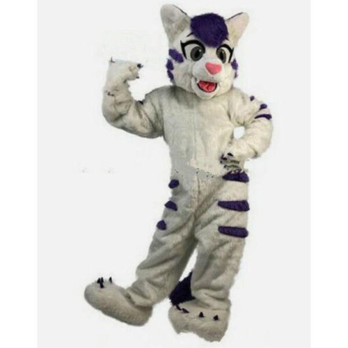 Adult size Gray Long Fur Husky Fox Mascot Costume halloween Carnival Unisex Adul - Picture 1 of 4