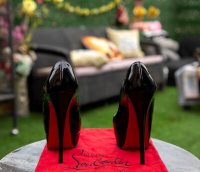 Christian Louboutin Black Patent Leather Lady Peep Pumps Size 37