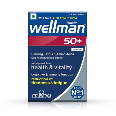 wellman 50+ Supports Immunity Energy & Vitality 30 Tablets Health Supplement