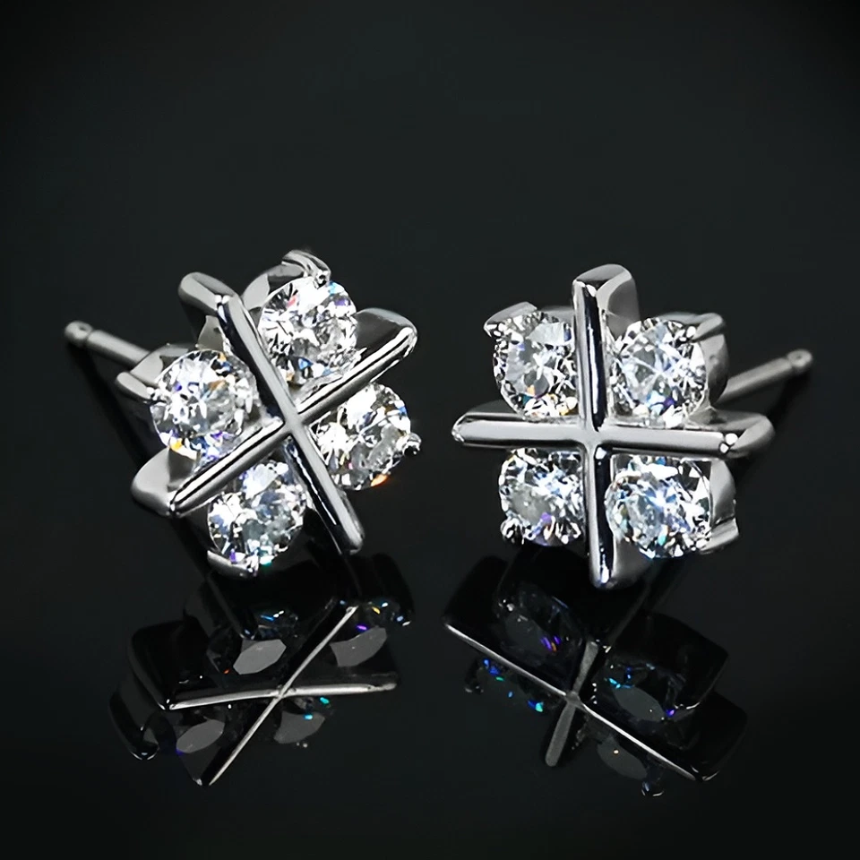 950 Platinum Women Diamond Earring Studs Round Cut Lab Grown 1 Carat - Image 4 of 4