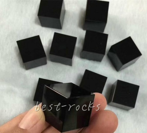 5 pz cubo di cristallo lucido a mano cristallo di quarzo ossidiana nero naturale - Foto 6 di 6