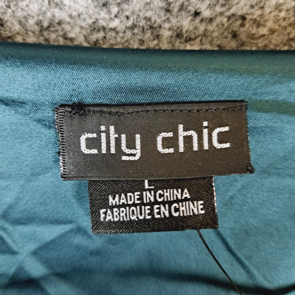 City Chic Womens Midi Dress Plus Size L Large Blue Green Elastic Waist - image 2 of 4