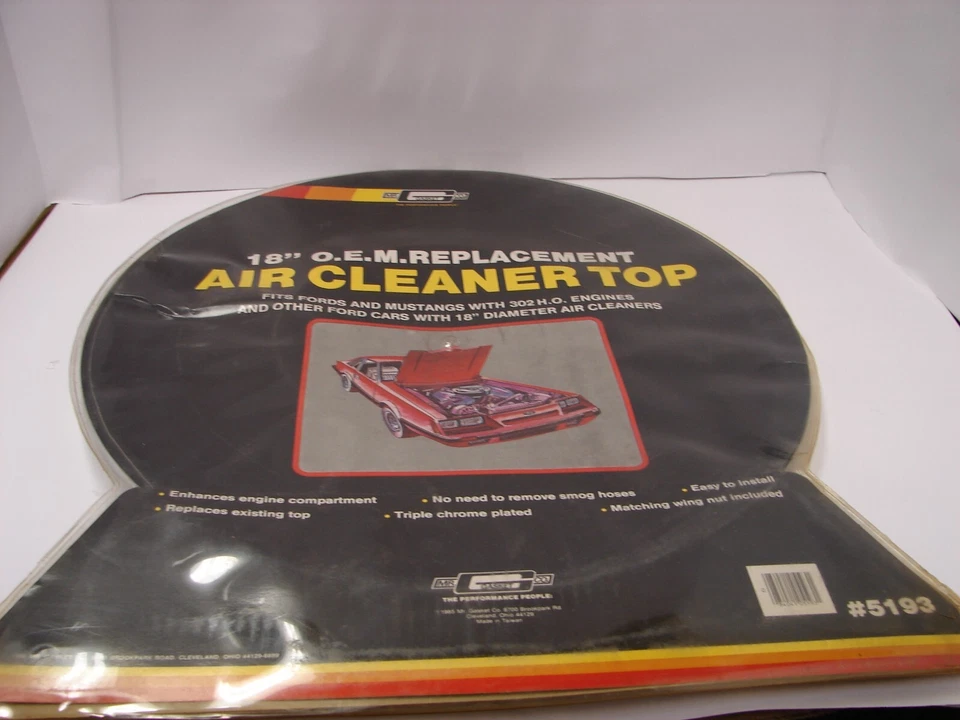 "Mr. Gasket 1984-1985 Ford Mustang 5,0 L cromo filtro de aire superior 18"" 302 - Nuevo de Lote Antiguo Bonito" Foto 2 de 2