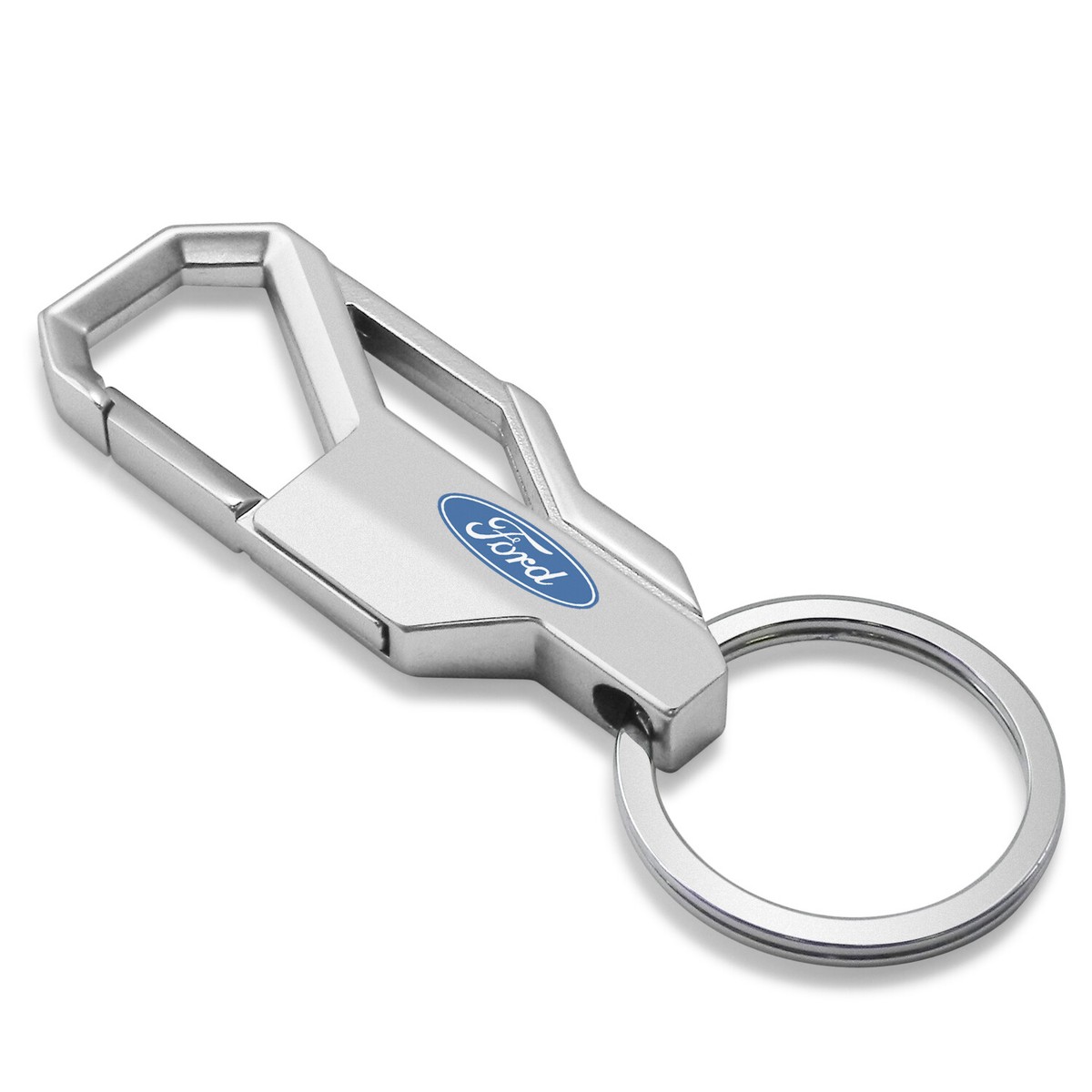 Ford Logo Silver Carabiner-style Snap Hook Metal Key Chain