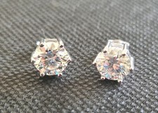 Moissanite 2CT Carat Stone Stud Earrings 925 Sterling Silver VVS1 18K