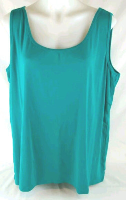 Chaps Solid Teal Sleeveless Scoop Neck Tank Top Shirt Women's 26/28W Cotton Bld