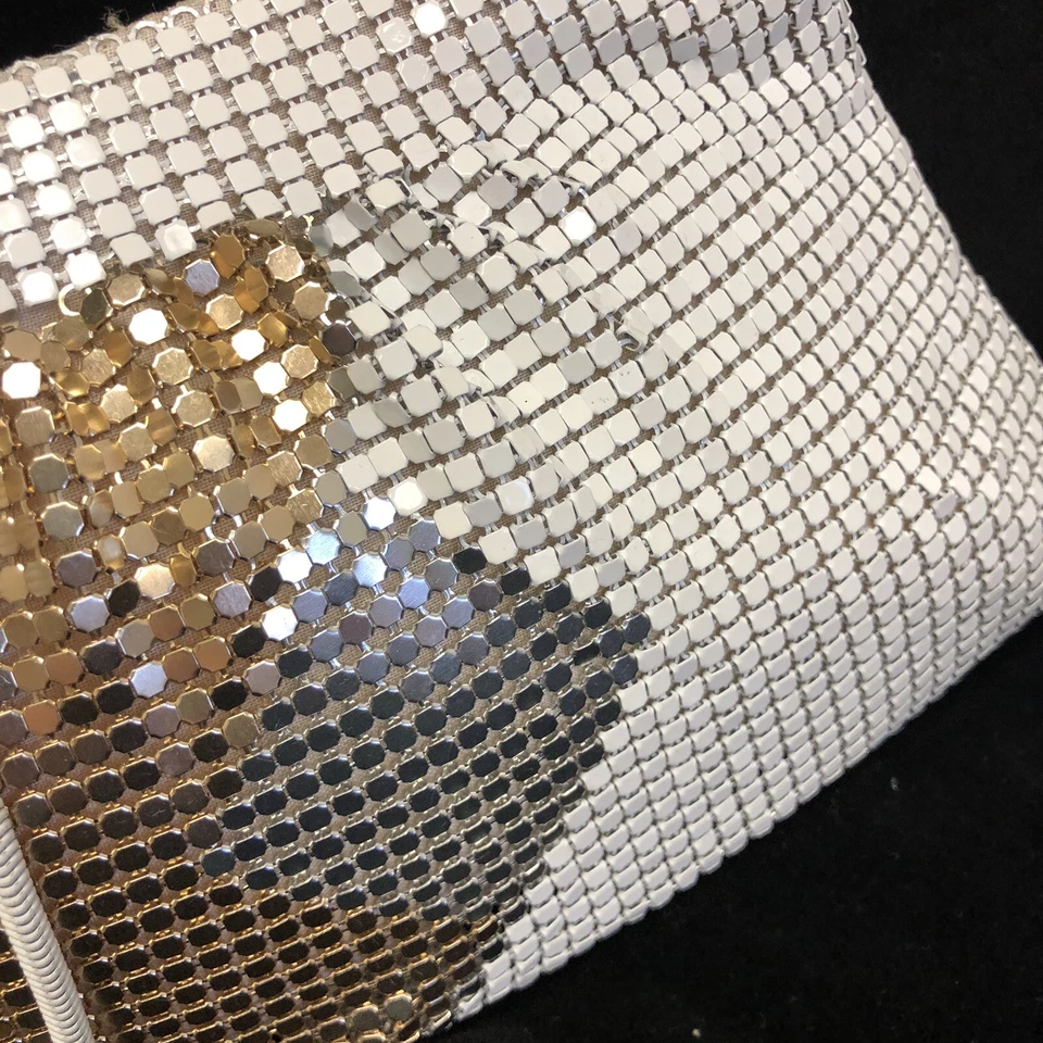 De Colección FORMAL Dorado Plata METAL MALLA Bolso de Mano ART DECO Noche Cóctel Cena Cartera Foto 3 de 4
