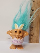 Russ Berrie -Wind-Up Hopping Easter Troll - 2.5" -Works -"You're My Honey Bunny"