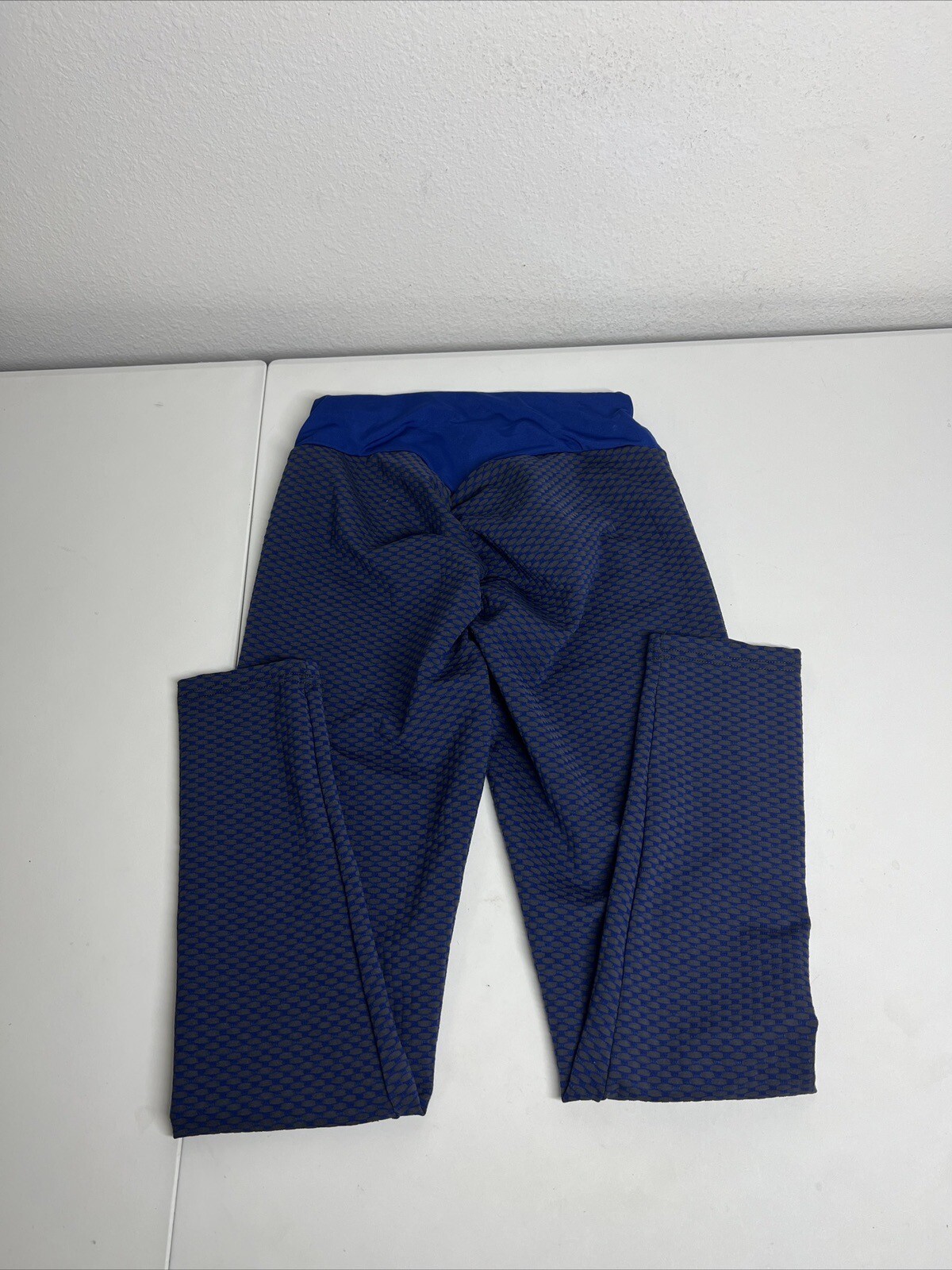 Women Yoga Pants High Waist Leggings Scrunch Push Up Ruched Butt Lift Blue M-image