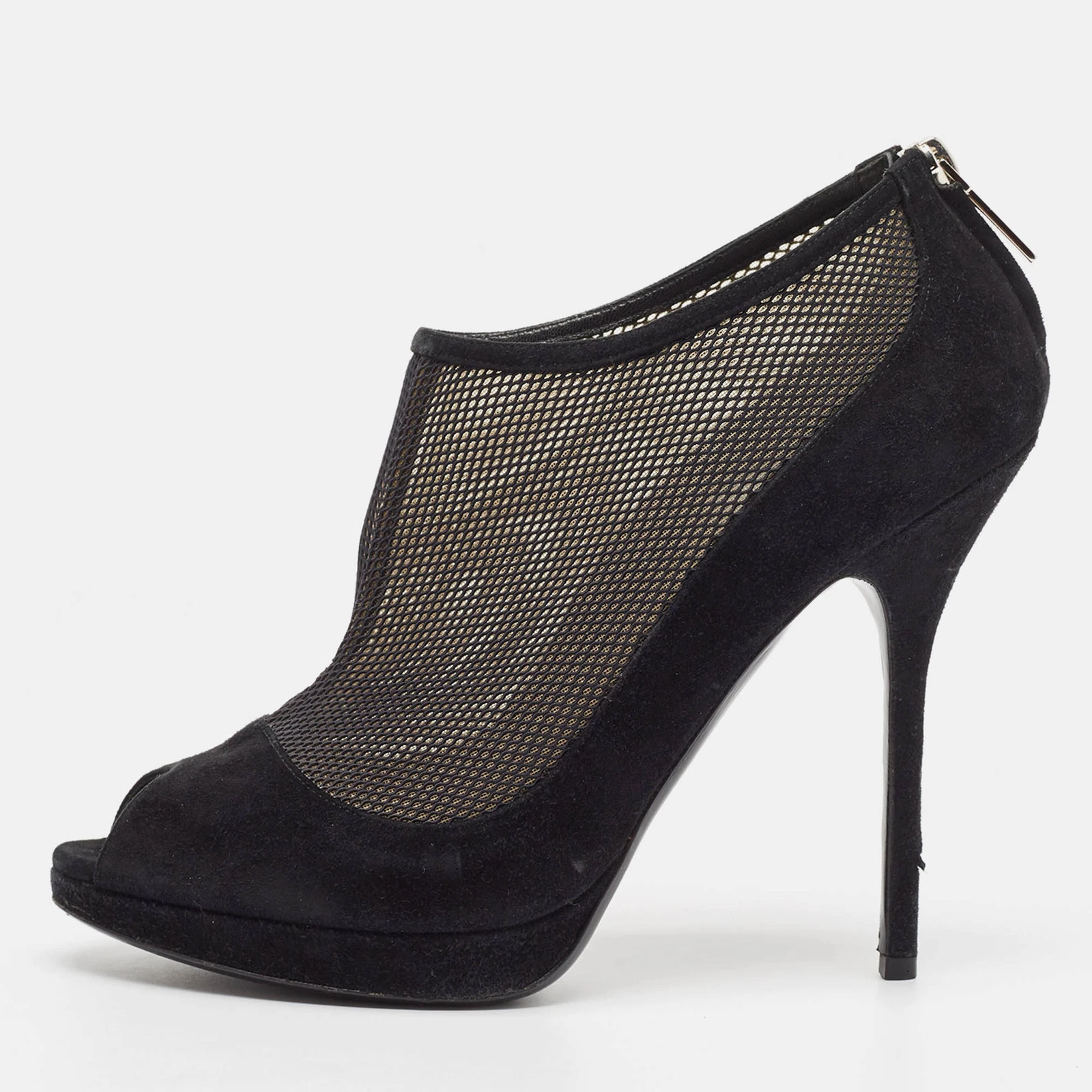 Bottines noires Dior maille et daim bout ouvert pointure 39,5