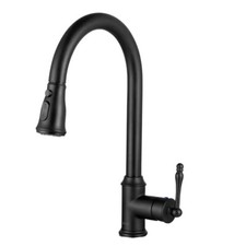 AKDY KF0009 Easy-Install Pull-Down Sprayer Kitchen Faucet Matte Black