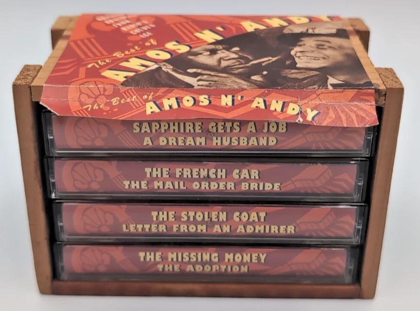 Vintage The Best Of Amos N Andy 4 Cassette Tape Collection in Wood Crate - VG! Foto 2 de 4