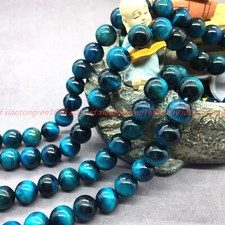 Natural 4/6/8/10/12/14mm Blue Tiger's Eye Gems Round Loose Beads 15'' Strand