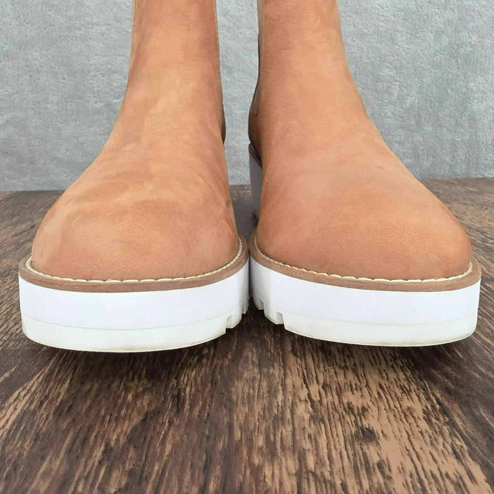 Botines Chelsea Eileen Fisher 9 Marrón Camel Cuero Nobuck Blanco Cuña Lateral Gore Foto 4 de 4