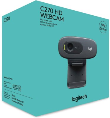 New Logitech C270 720p HD Webcam with Built-in Noise Redicing Mic