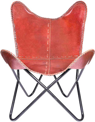 Handmade Buffalo Leather Butterfly Chair Lounge Relax Arm Chair Sleeper Seat New