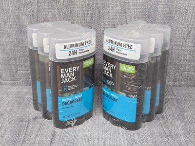 Every Man Jack Deodorant Coconut + Vanilla 3oz - New (6 Pack) - Sealed