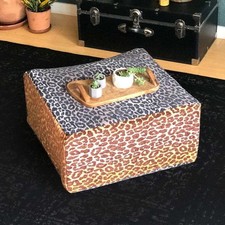 Bean Bag Animal Print Pouf Cover, Ottoman Seat Cover, Cheetah Leopard