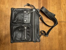 VTG Fossil Black Pebble Leather Crossbody Shoulder Bag Purse Adjustable Strap