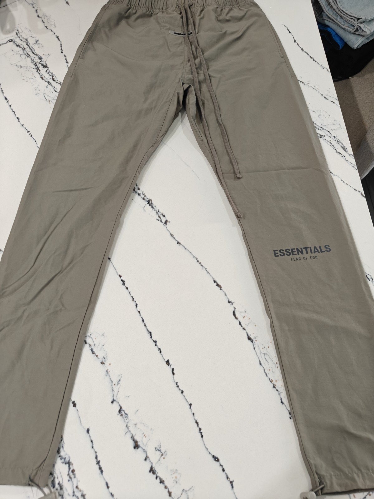 Fear of God ESSENTIALS Men’s S Nylon Track Pants Khaki Dark FOG Joggers