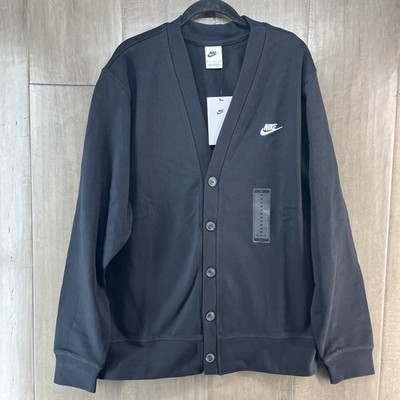 Nike Club Knit Fairway Cardigan Men's size Large Black White