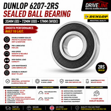 Image of Genuine Dunlop 6207-2RS Sealed Deep Groove Ball Bearing 35x72x17 C3
