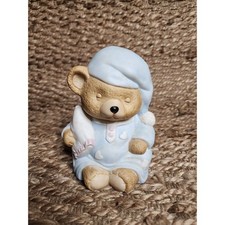 Teddy Bear Figurine Porcelain Baby Sleeping Vintage Night Light, No Cord, Light