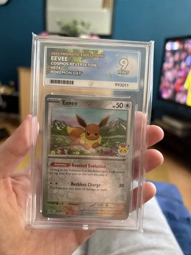 Stamped Eevee 074/131 ACE 9 MINT Reverse Holo Rare Promo Pokemon  Day Card 2025