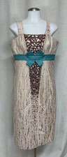 CAROLINA HERRERA Metallic Embellished Sheath Couture Dress Formal Sz 10