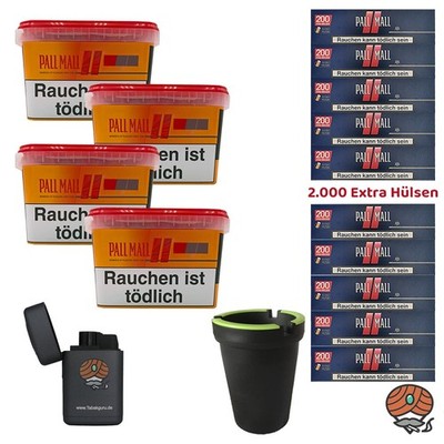 Pall Mall Allround Tabak Mega Box 4x 145g, Red Xtra Hülsen, Aschenbecher
