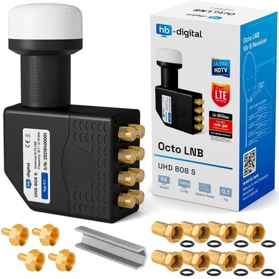 Octo LNB 8 fach LNC LMB 0,1dB 3D 4K FULL HD Direkt 8 Teilnehmer Receiver Digital