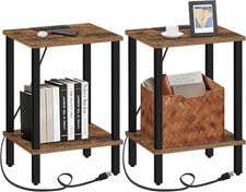 End Table with Charging Stat, Side Table with USB Ports and