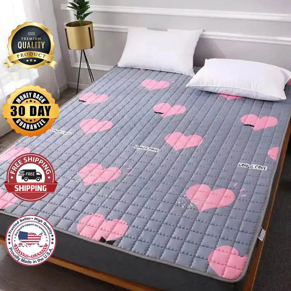 Queen Size Mattress Topper, 1200 GSM Cooling Cushion, Mattress Pad for Back Pain