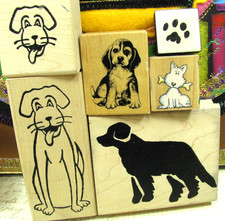 DOG LOVERS, DOG GRAB BAG Rubber Stamps, Beagle Pup, Tall Dog, Golden, Paw Print 