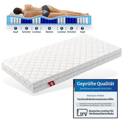 Matratze Taschenfederkern KÖLN orthopädisch 90, 100, 120, 140x200 H2 H3 H4 H5
