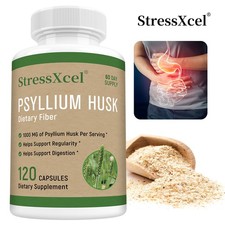 Psyllium Husk Dietary Fiber Supplements Intestinal Health 30-120 Vegan Capsules