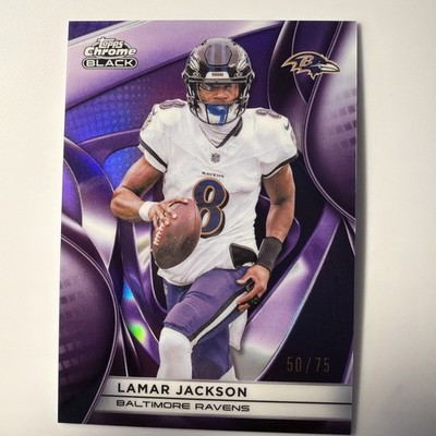 2025 Topps Chrome Black Football - Lamar Jackson - Purple Mini - Diamonds /75 SP