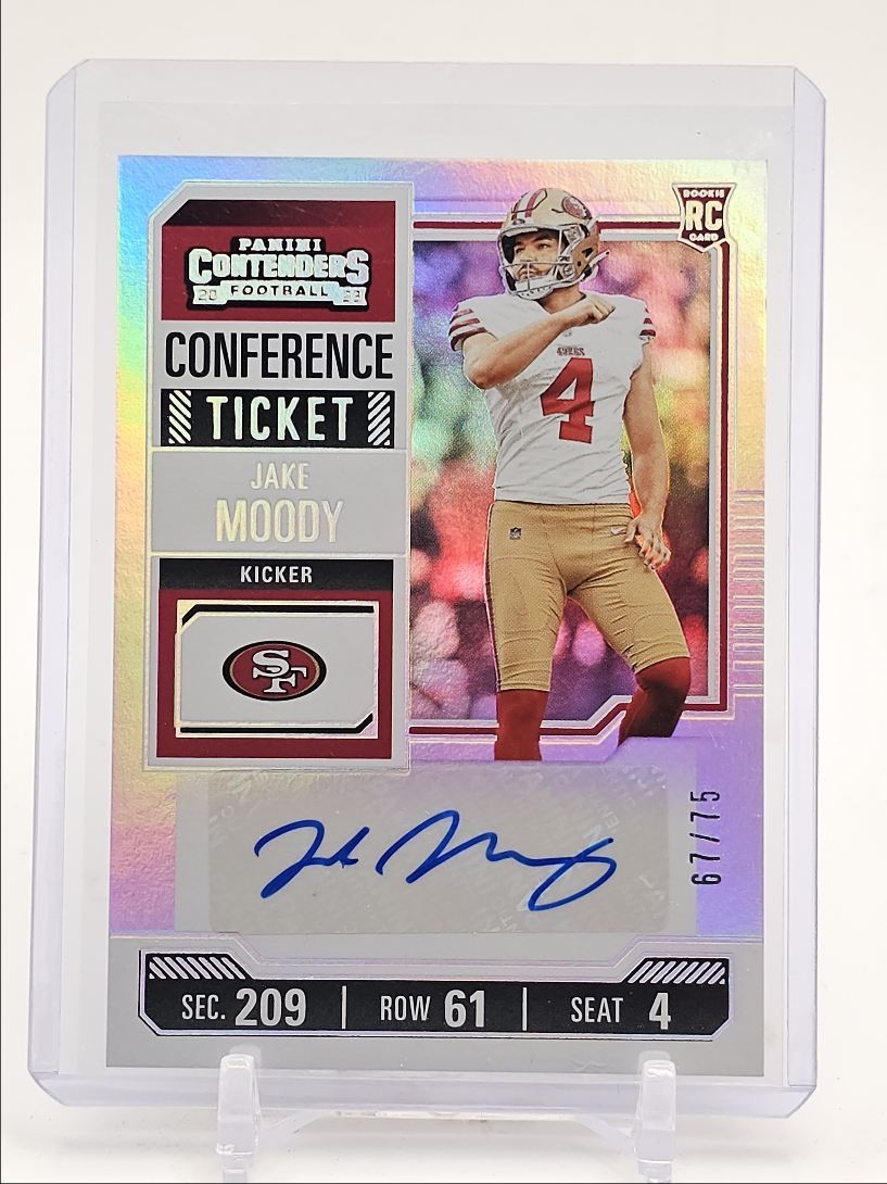 JAKE MOODY 2023 CONTENDERS ROOKIE CONFERENCE TICKET 49ERS RC AUTO /75 Q0646