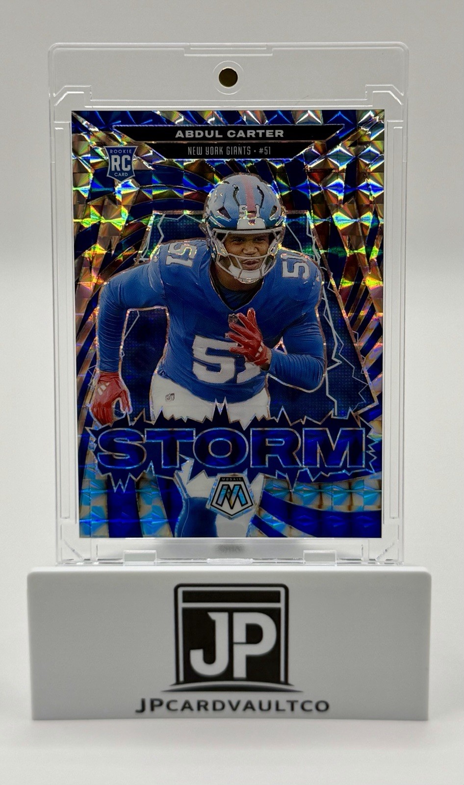 2025 Mosaic Storm Abdul Carter RC Blue Prizm /99 #8 Giants Rookie 36/99