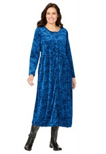 Woman Within Plus Size 21-Button Velour Dress