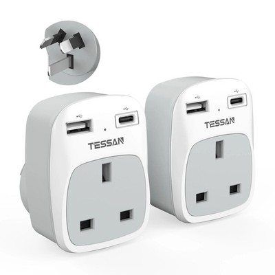 Australischer Steckeradapter aus UK 2er Pack, TESSAN AU AUS NZ Stecker Reiseadapter